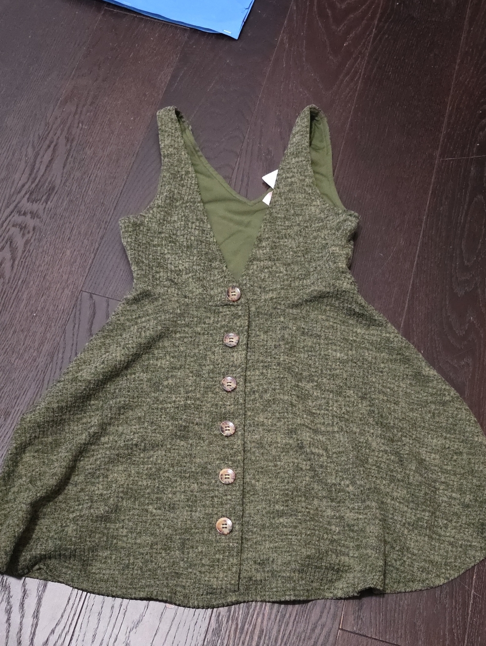 Love Squared Olive Green Button-Front Mini Dress